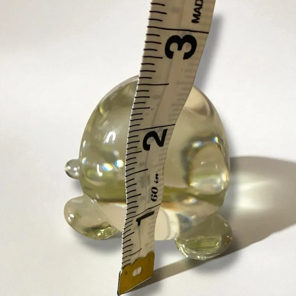 Paperweight  clear Glass Turtle Round  Figurine Desk Office Decor Whimsical